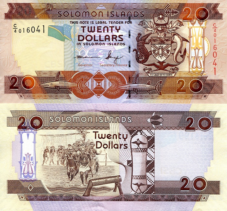 Solomon Islands 20 Dollars Pick Number: 28c UNC Banknote