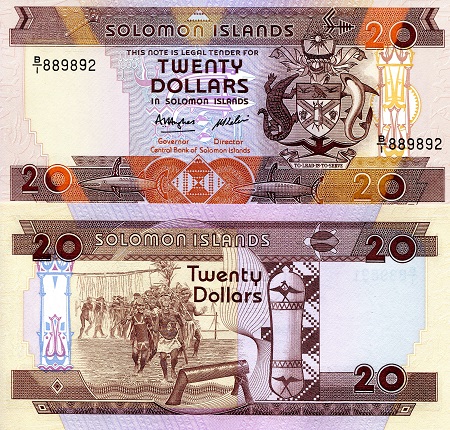 Solomon Islands 20 Dollars Pick Number: 16a UNC Banknote