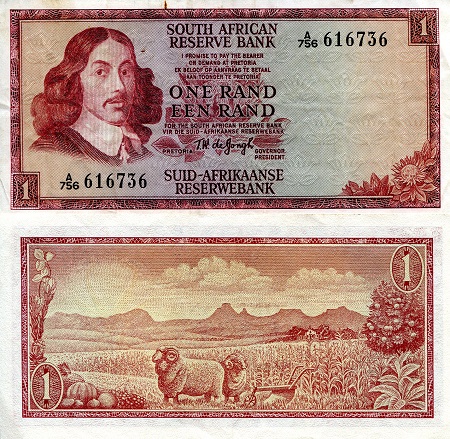 South Africa 1 Rand Pick Number: 109b VF/F (see scan) Banknote