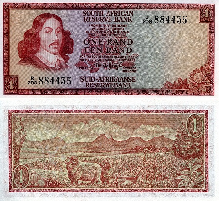 South Africa 1 Rand Pick Number: 115a UNC Banknote