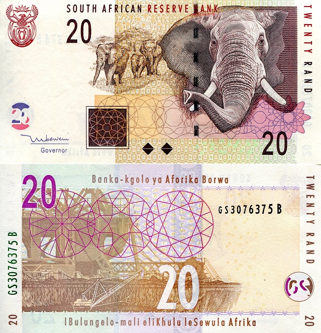 South Africa 20 Rand Pick Number: 129a UNC Banknote