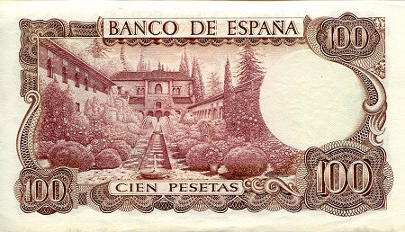 Spain 100 Pesetas XF (Top edge corner bend) pick #: 152