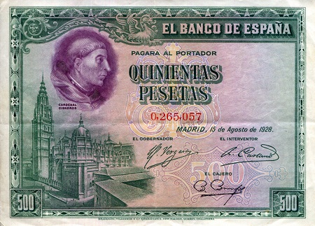 Spain 500 Pesetas Pick Number: 77a XF/VF+ (see large scan) Banknote