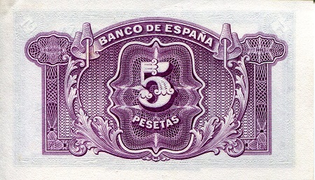Spain 5 Pesetas XF (see Scan) pick #: 85