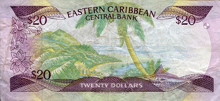 Saint Lucia 20 Dollar VF/F (see large scan) pick #: 20L