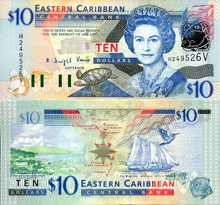 Saint Vincent and the Grenadines 10 Dollars Pick Number: 43V UNC Banknote
