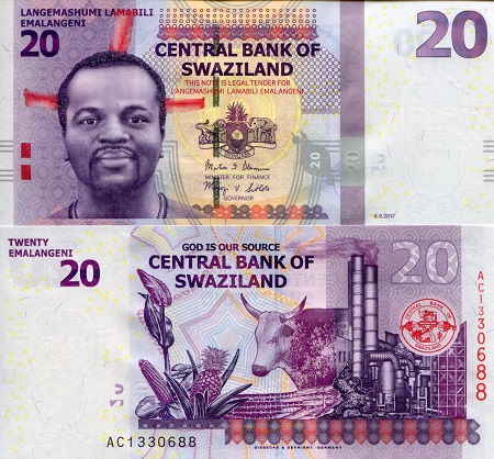 Swaziland  20 Emalangeni Pick Number: 37c UNC Banknote