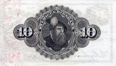 Sweden 10 Kronor VF+ (see large scan) pick #: 34w