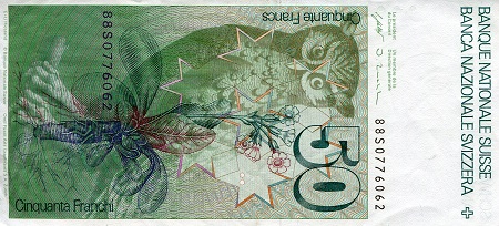 Switzerland  50 Francs XF/VF (see large scan) pick #: 56h