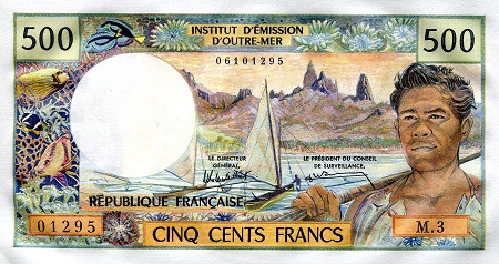 Tahiti 500 Francs Pick Number: 25d UNC Banknote