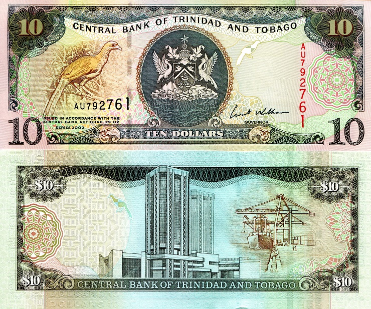 Trinidad and Tobago 10 Dollar Pick Number: 43b UNC Banknote