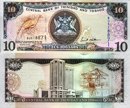 Trinidad and Tobago 10 Dollars Pick Number: 48a UNC Banknote