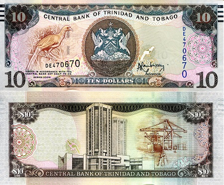 Trinidad and Tobago 10 Dollar Pick Number: 57a UNC Banknote
