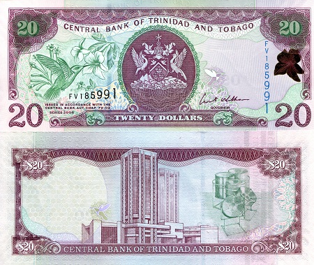 Trinidad and Tobago 20 Dollars Pick Number: 49a UNC Banknote