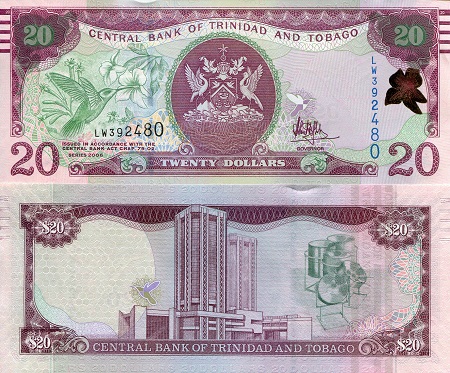 Trinidad and Tobago 20 Dollar Pick Number: 49c UNC (with capping) Banknote