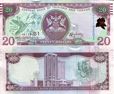 Trinidad and Tobago 20 Dollar Pick Number: 49A UNC (with capping) Banknote