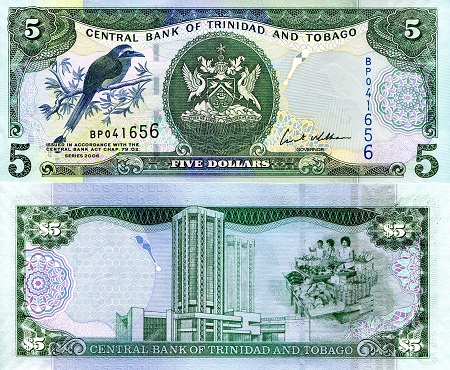 Trinidad and Tobago 5 Dollars Pick Number: 47a UNC Banknote