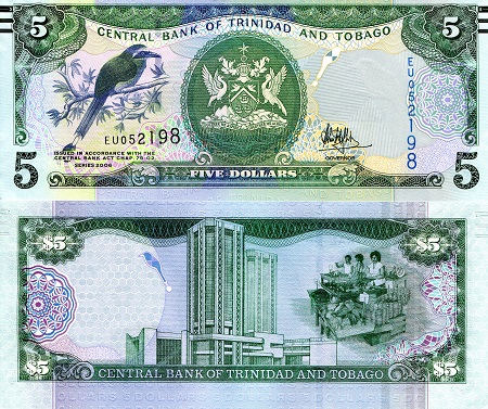 Trinidad and Tobago 5 Dollars Pick Number: 47A UNC Banknote