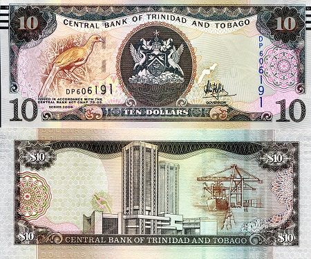 Trinidad and Tobago 10 Dollar Pick Number: 57b UNC Banknote