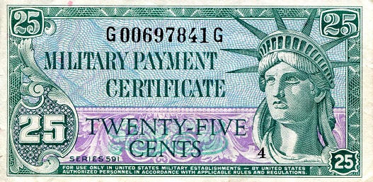 USA - Military 25 Cents Pick Number: m45 VF Banknote