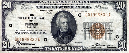 USA - Current Issues 20 Dollars Pick Number: 397 (?) F (See large scan) Banknote