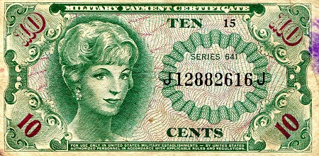 USA - Military 10 Cents Pick Number: m58 VG (see large scan) Banknote