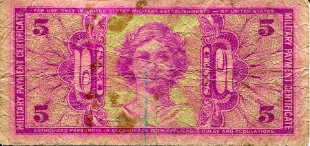 USA - Military 5 Cents VG/Poor (see large scan) pick #: m36