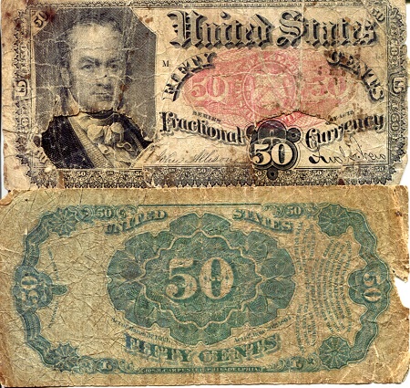 USA - Fractional Currency 50 Cents Pick Number: 124 Poor (See large scan) Banknote