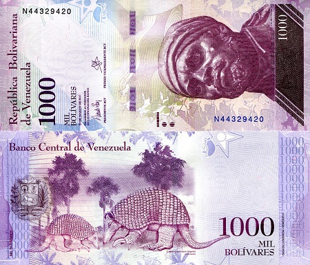 Venezuela 1,000 Bolivares Pick Number: 95b UNC Banknote