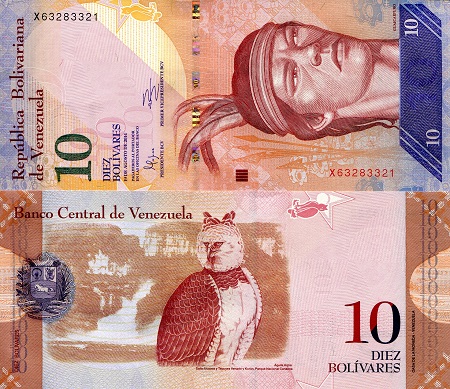 Venezuela 10 Bolivares Pick Number: 90e UNC Banknote