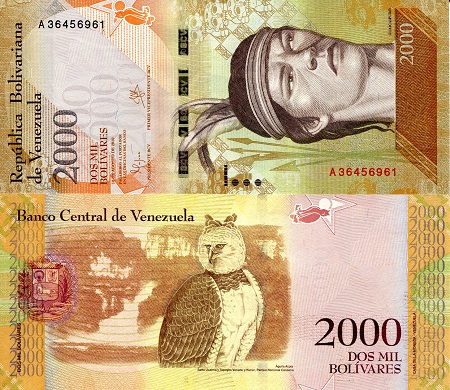 Venezuela 2,000 Bolivares Pick Number: 96a UNC Banknote