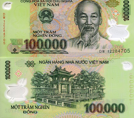Vietnam 100,000 Dong Pick Number: 122g UNC Banknote