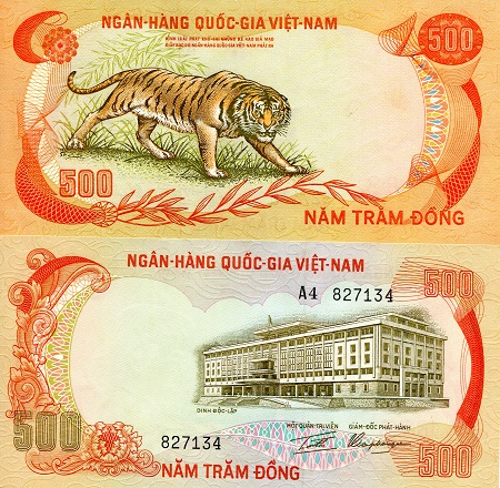 Vietnam South 500 Dong Pick Number: 33a aUNC (See large scan) Banknote