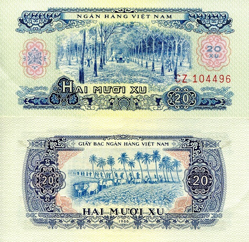 Vietnam South 20 Xu Pick Number: 38 aUNC Banknote