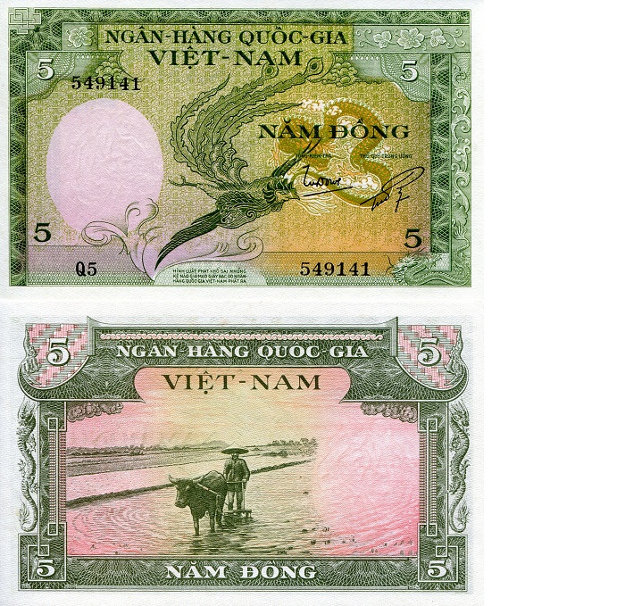 Vietnam South 5 Dong Pick Number: 2 XF Banknote