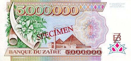 Zaire 5,000,000 Zaires UNC pick #: 46s