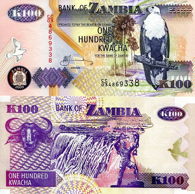 Zambia 100 Kwacha Pick Number: 38d UNC Banknote