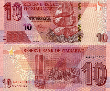 Zimbabwe 10 Dollars Pick Number: New UNC Banknote