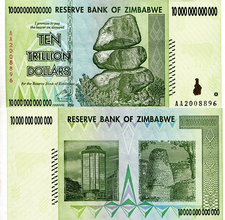 Zimbabwe 10 Trillion Dollars Pick Number: 88 XF Banknote