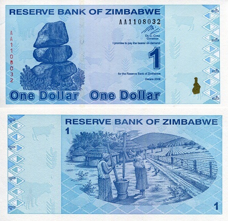 Zimbabwe 1 Dollar Pick Number: 92 UNC Banknote