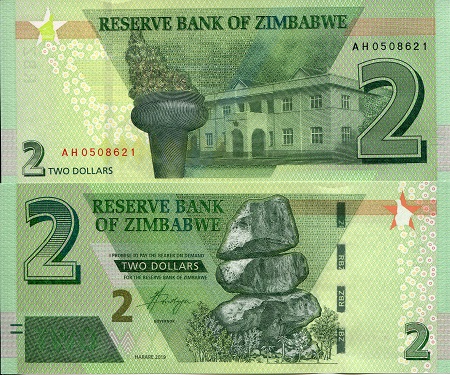 Zimbabwe 2 Dollars Pick Number: New UNC Banknote