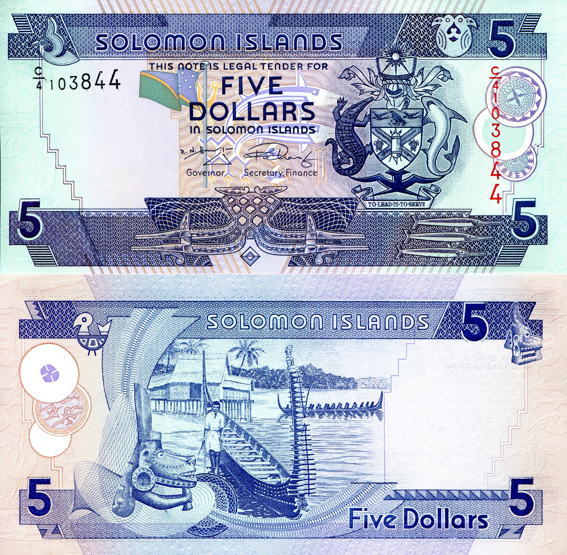 Solomon Islands 5 Dollars UNC pick #: 26b