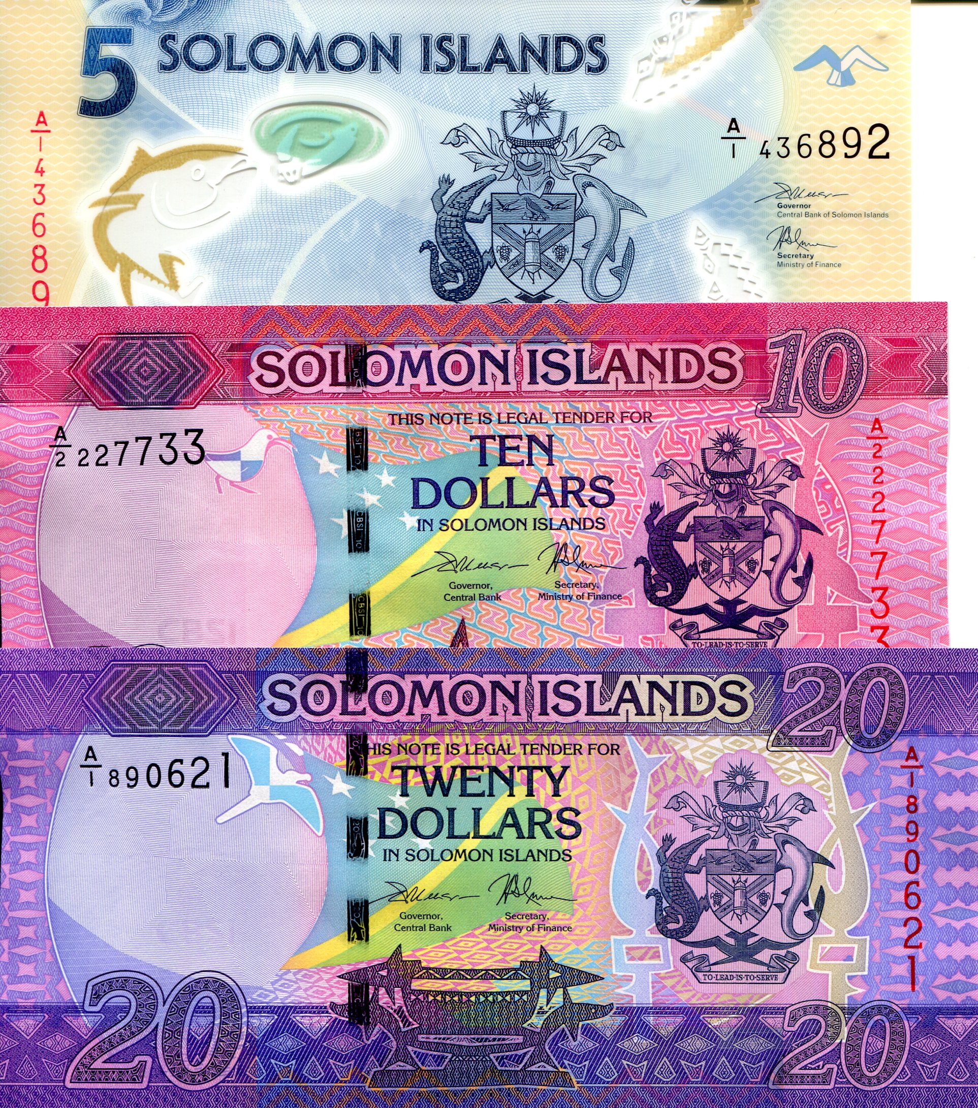 Solomon Islands 5 - 20 Dollars UNC pick #: New