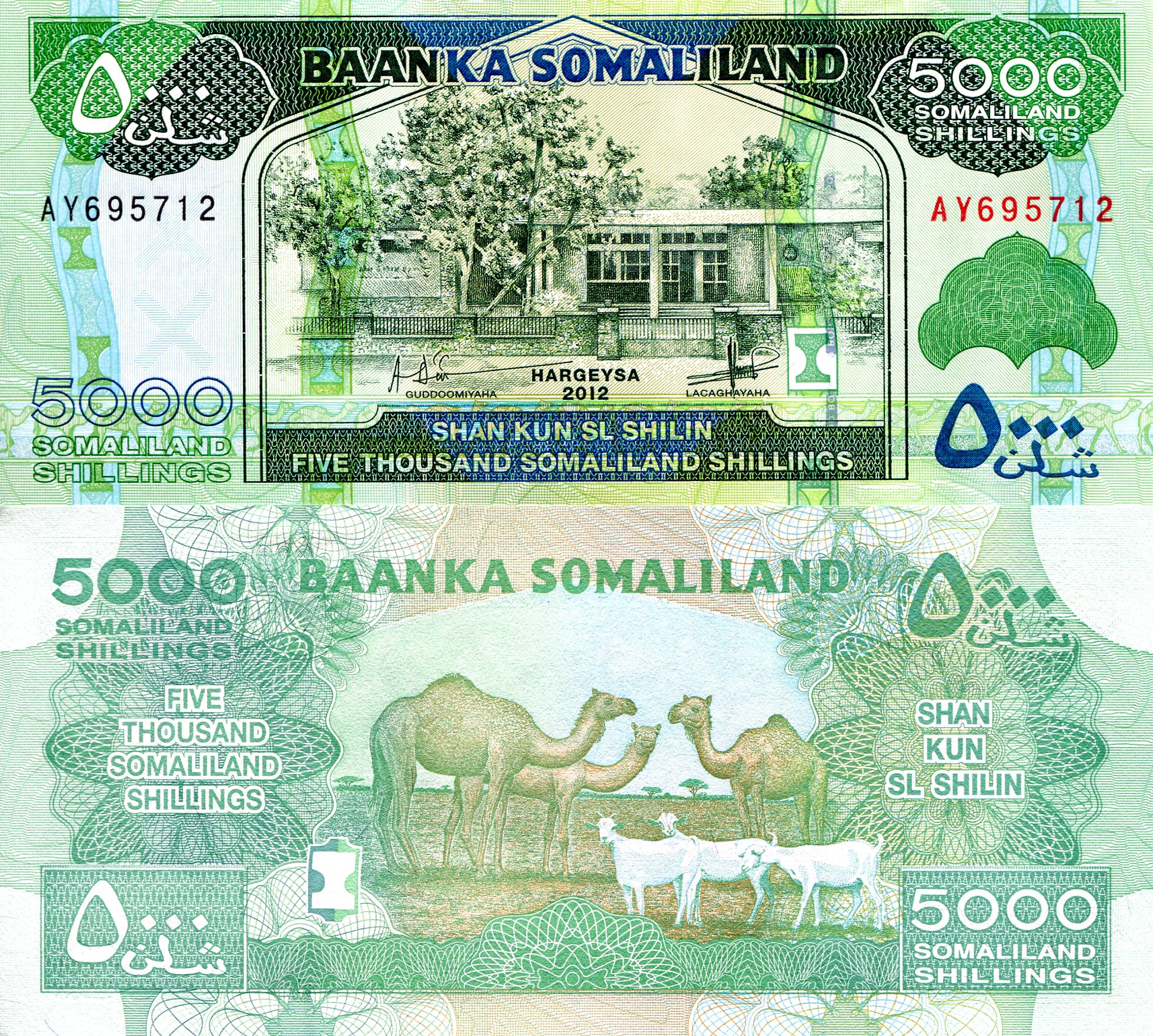 Somaliland 5,000 Shillings aUNC (Minor Corner issue) pick #: 21b