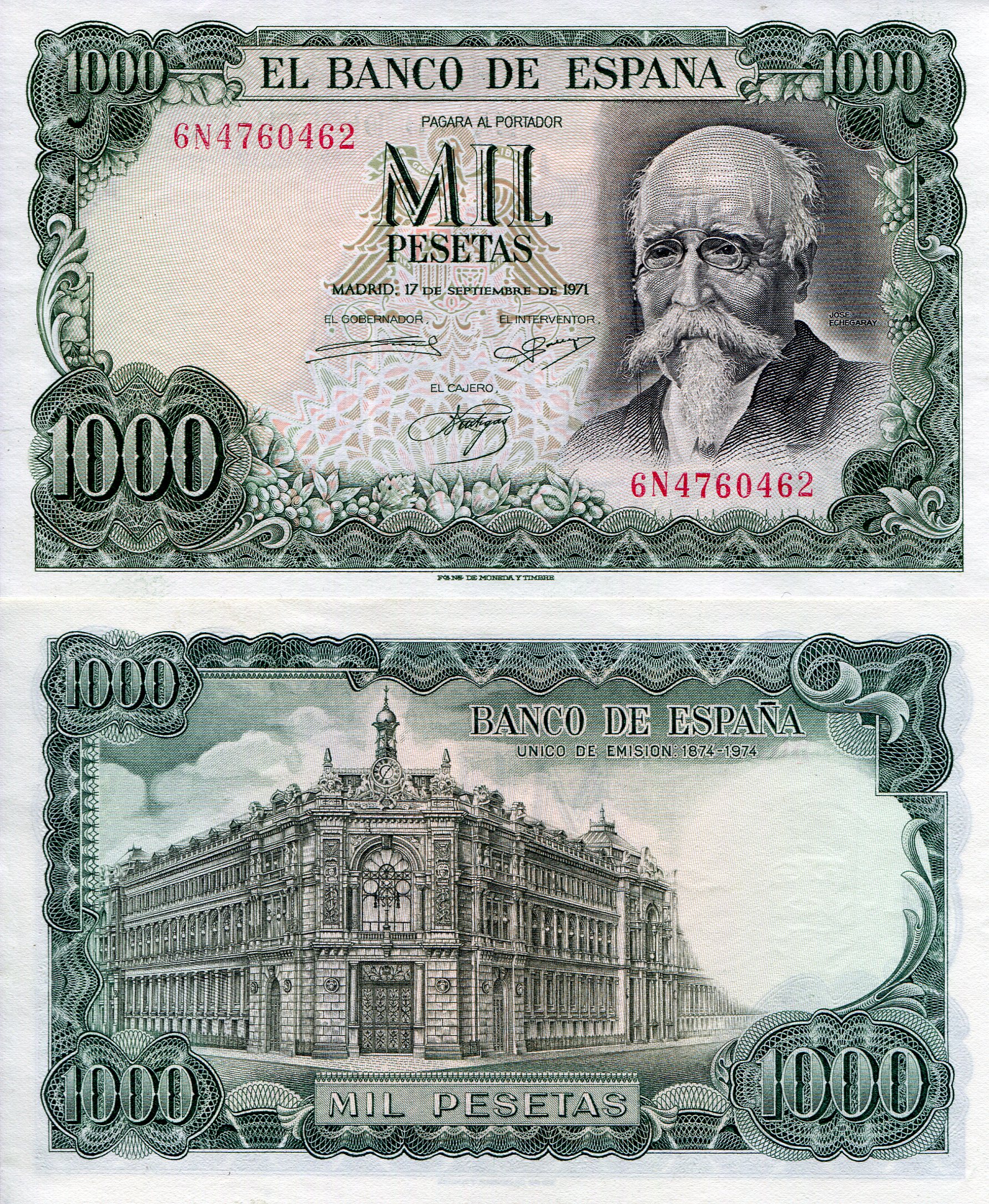 Spain 1000 Pesetas aUNC pick #: 154