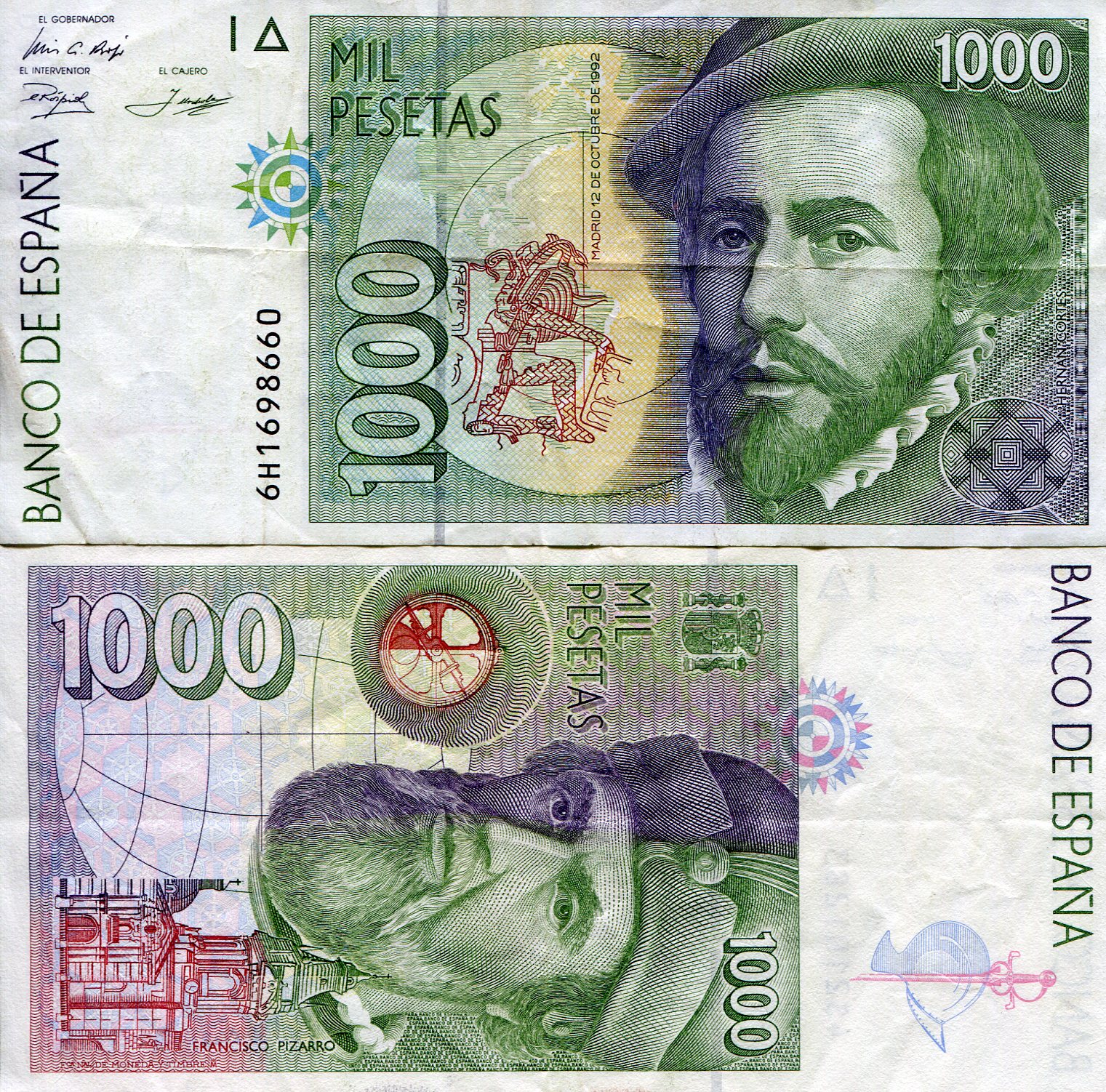 Spain 1,000 Pesetas VG pick #: 163