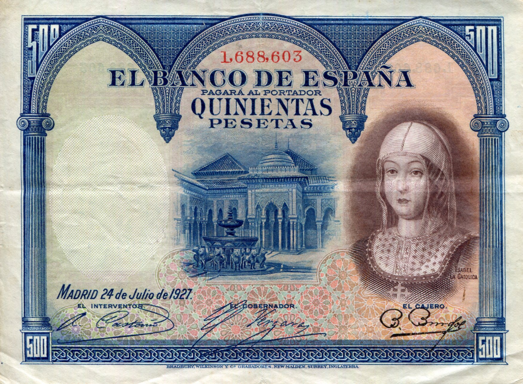 Spain 500 Pesetas VF (see large scan) pick #: 73a