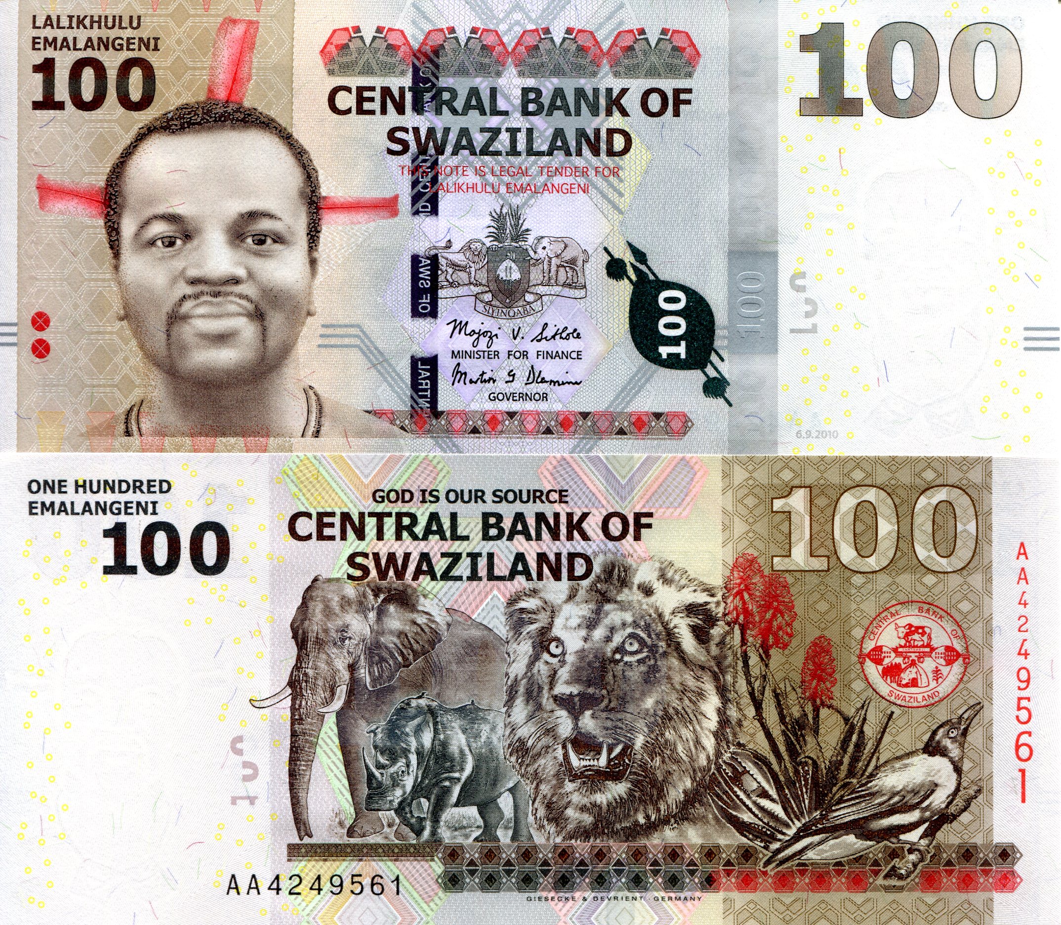 Swaziland  100 Emalangeni UNC pick #: 39