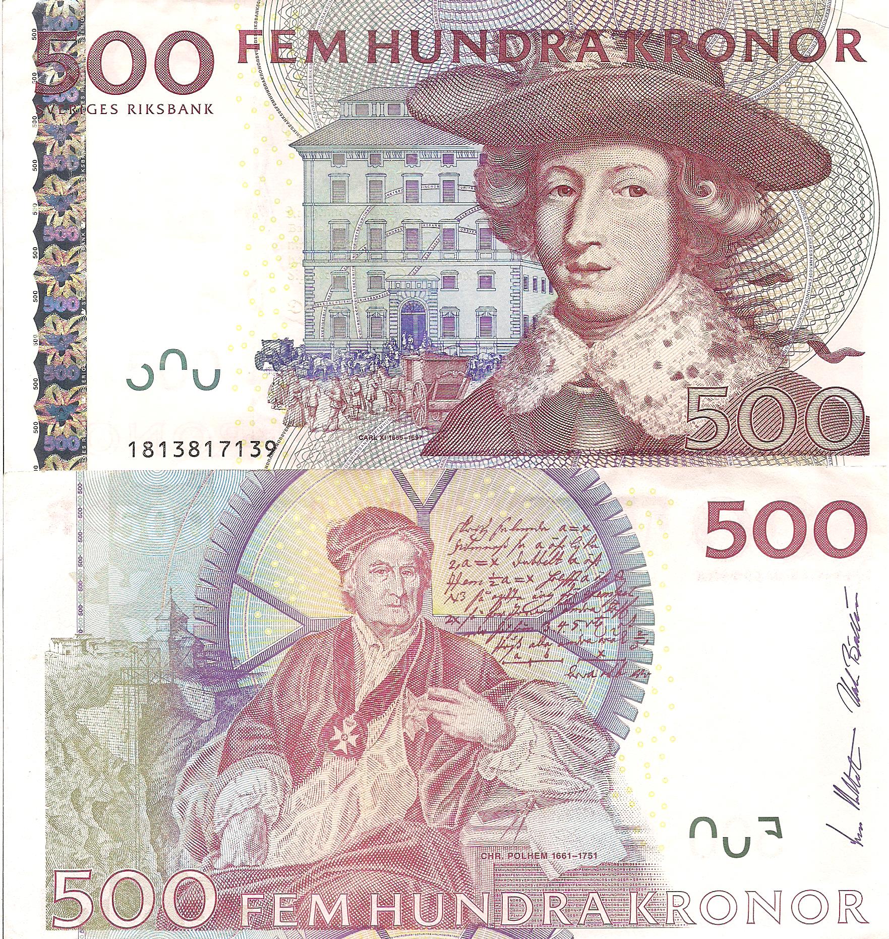 Sweden 500 Kronor F/VG (see large scan) pick #: 66a