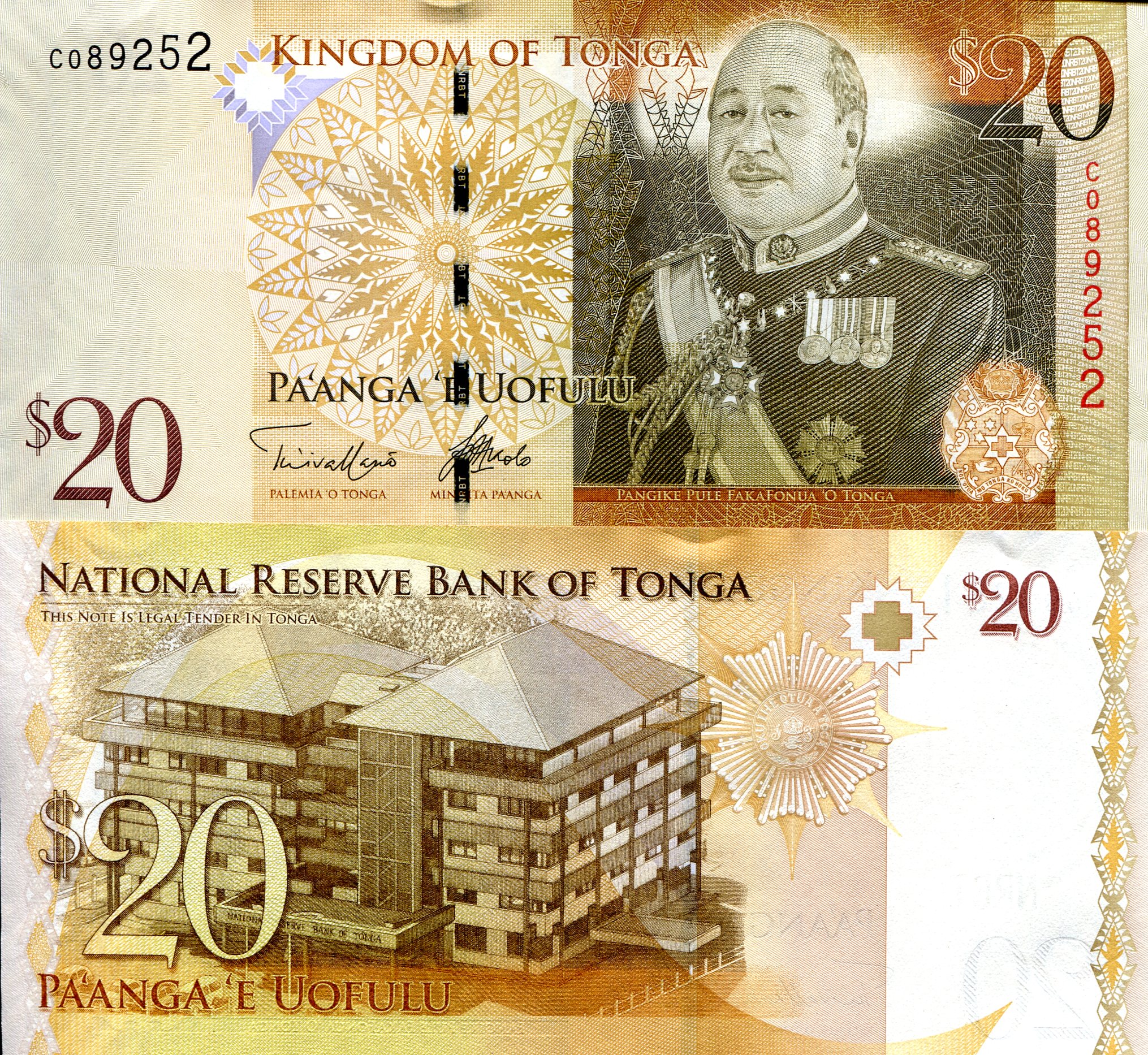 Tonga 20 Pa'anga UNC pick #: 41b